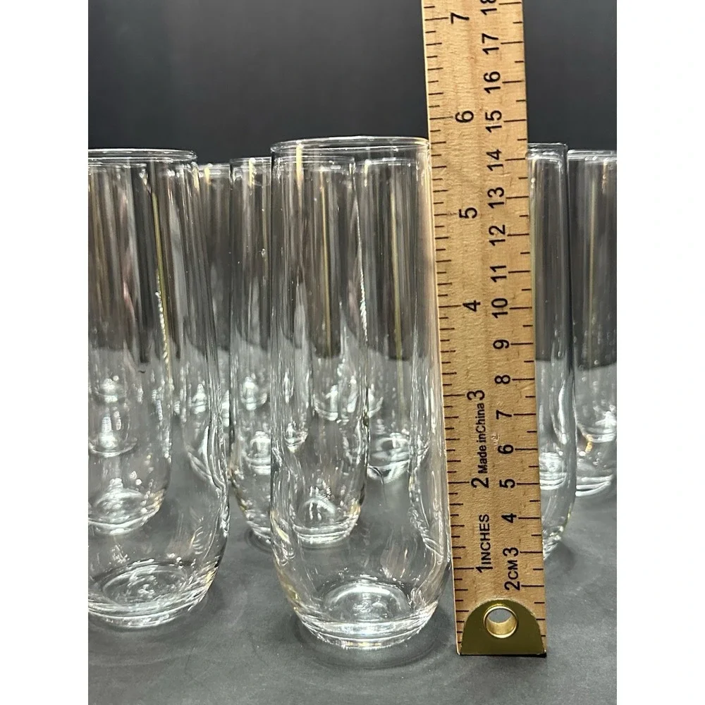 Set/14 Libbey Stemless Champagne Flute‎ Glasses 8.5 oz Delicate Wedding Shower
